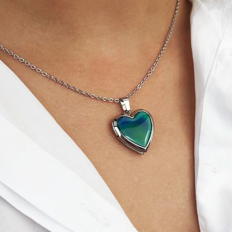 Relicario de Corazón con tornasol, Collar Personalizable, Guardapelo personalizable con foto o mensaje