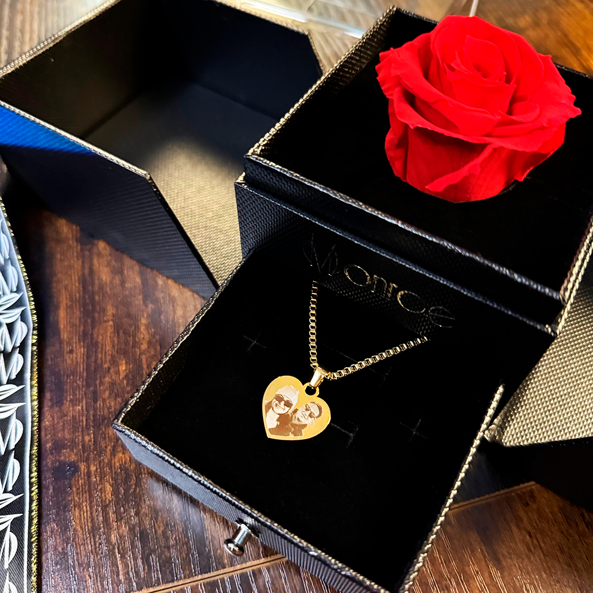 Caja de regalo con Rosa preservada para durar 5 años, con collar de acero inoxidable, regalo para impresionar a mi novia, rosa eterna, collar personalizable