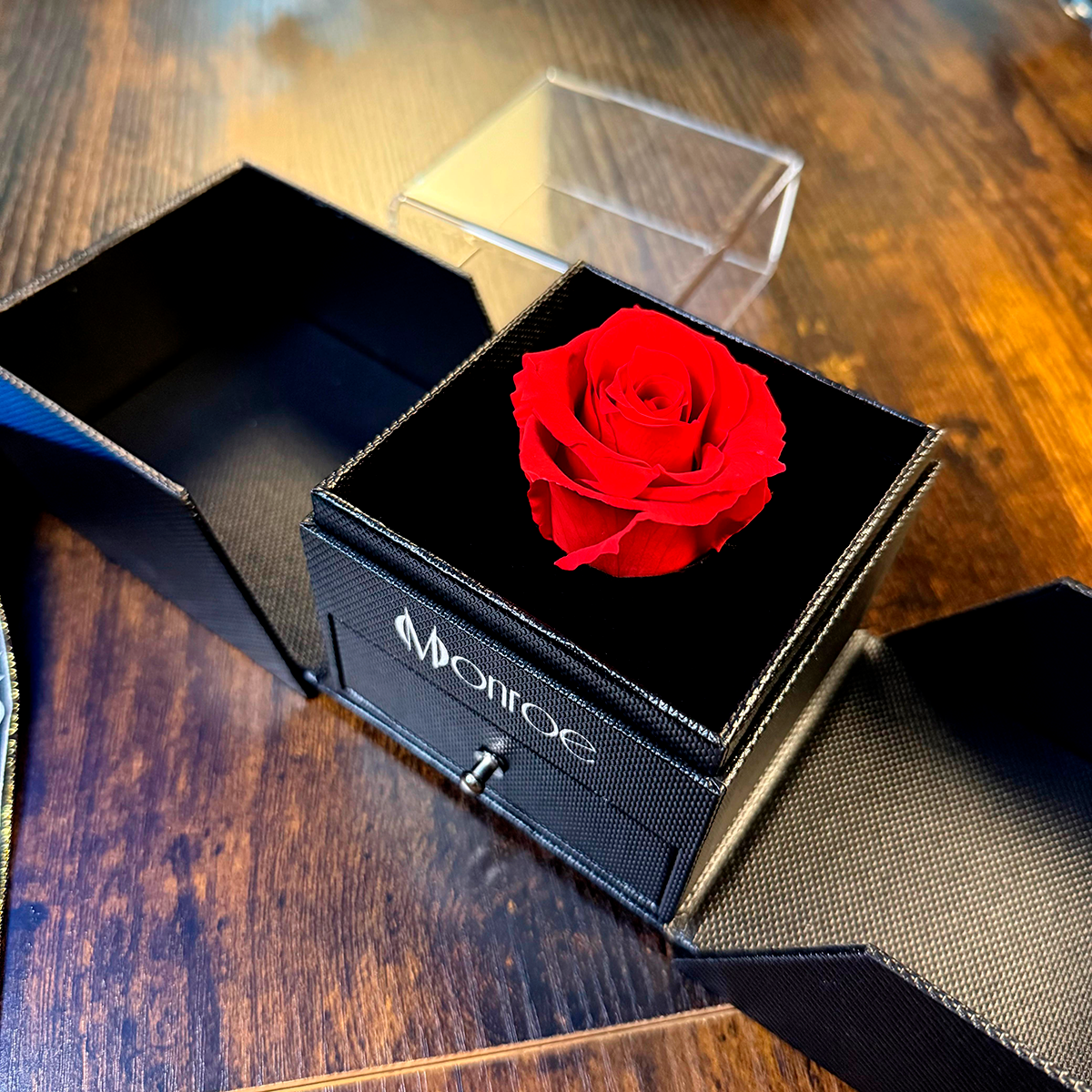 Caja de regalo con Rosa preservada para durar 5 años, con collar de acero inoxidable, regalo para impresionar a mi novia, rosa eterna, collar personalizable