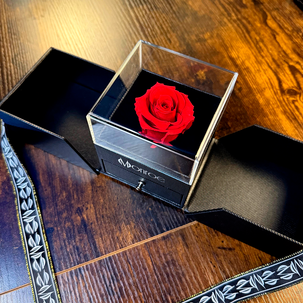 Caja de regalo con Rosa preservada para durar 5 años, con collar de acero inoxidable, regalo para impresionar a mi novia, rosa eterna, collar personalizable