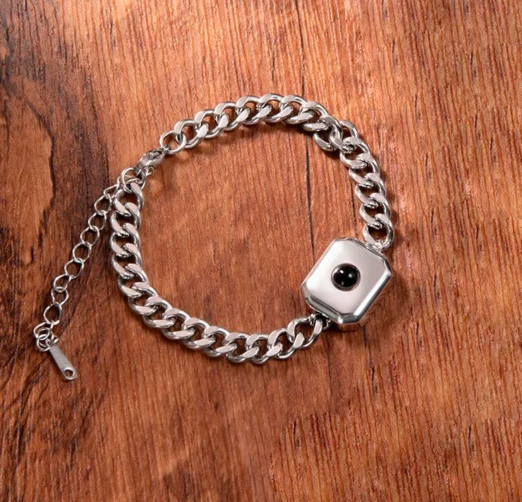 Pulseras personalizable, Pulseras de acero inoxidable personalizable con foto oculta