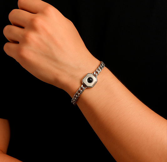 Pulseras personalizable, Pulseras de acero inoxidable personalizable con foto oculta
