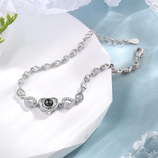 Pulsera de plata 925 , Pulsera personalizable con foto o texto, Pulsera con mensaje oculto.