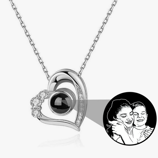 Collar de plata 925 de corazon personalizable con foto o texto, Collar con mensaje oculto.