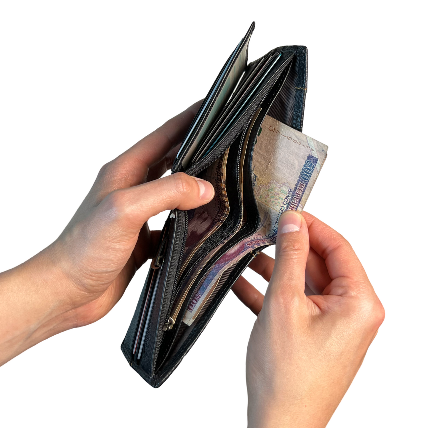 Billetera de cuero genuino, Cartera con amplio espacio para efectivo, tarjetas y documentos, cartera de cuero para caballeros