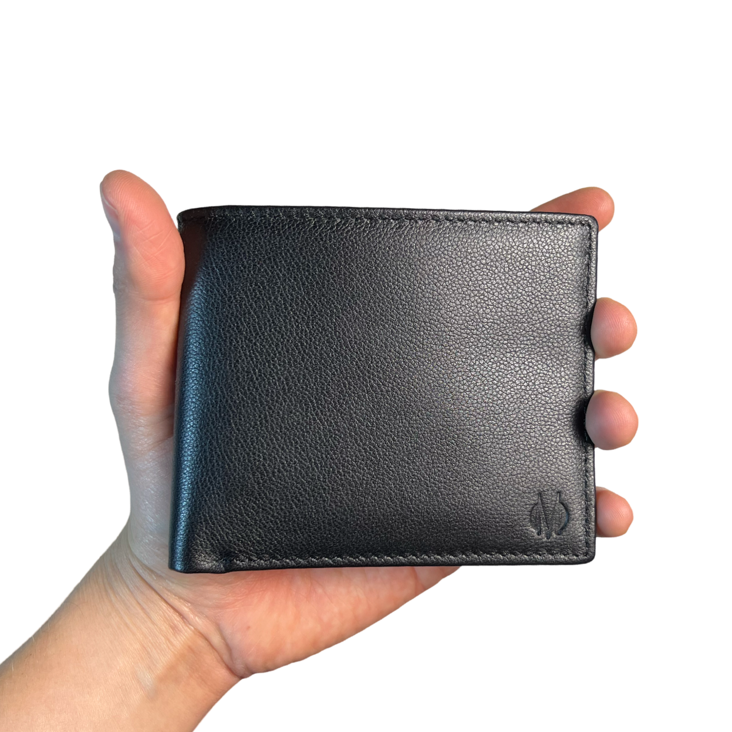Billetera de cuero genuino, Cartera con amplio espacio para efectivo, tarjetas y documentos, cartera de cuero para caballeros color negro