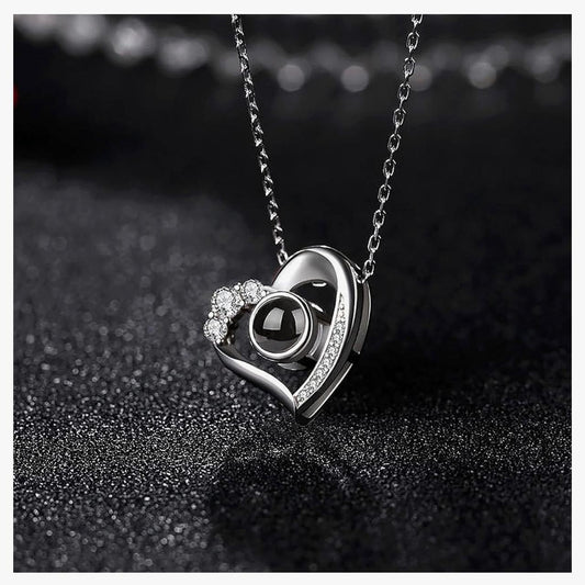 Collar de plata 925 de corazon personalizable con foto o texto, Collar con mensaje oculto.