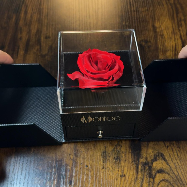 Caja de regalo con Rosa preservada para durar 5 años, con collar de plata 925 de poryeccion, regalo para impresionar a mi novia, rosa eterna, collar personalizable
