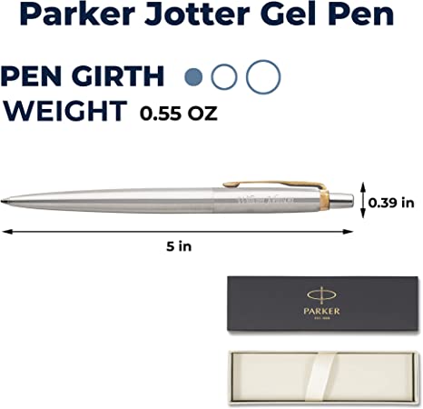 Boligrafo Parker Jotter de acero inoxidable flecha dorada, punta media, tinta Azul