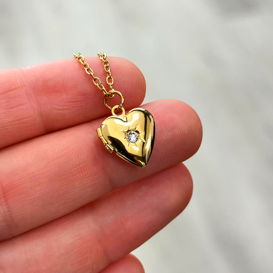 Relicario dorado con cristal alusivo a los recién nacidos, Collar Personalizable, Guardapelo o relicario personalizable con foto o mensaje