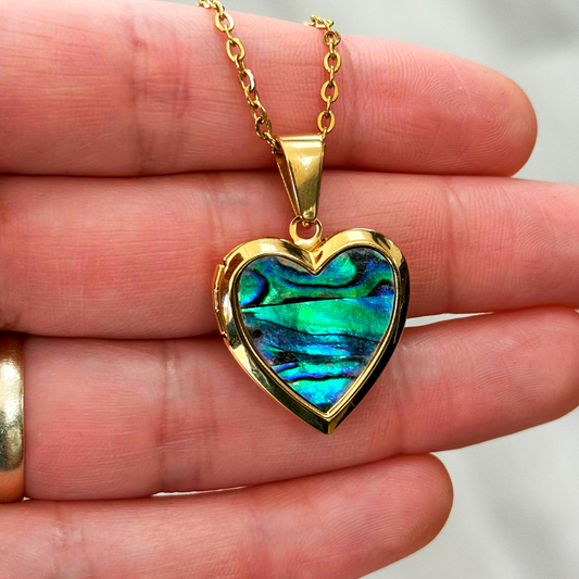 Relicario dorado con tornasol verde violeta, Collar Personalizable, Guardapelo o relicario personalizable con foto o mensaje