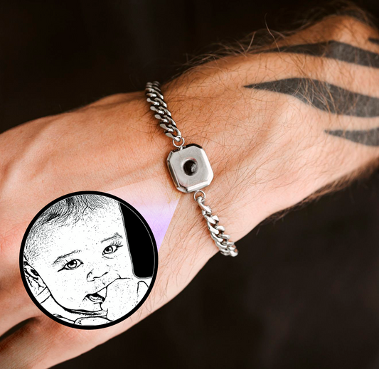 Pulseras personalizable, Pulseras de acero inoxidable personalizable con foto oculta