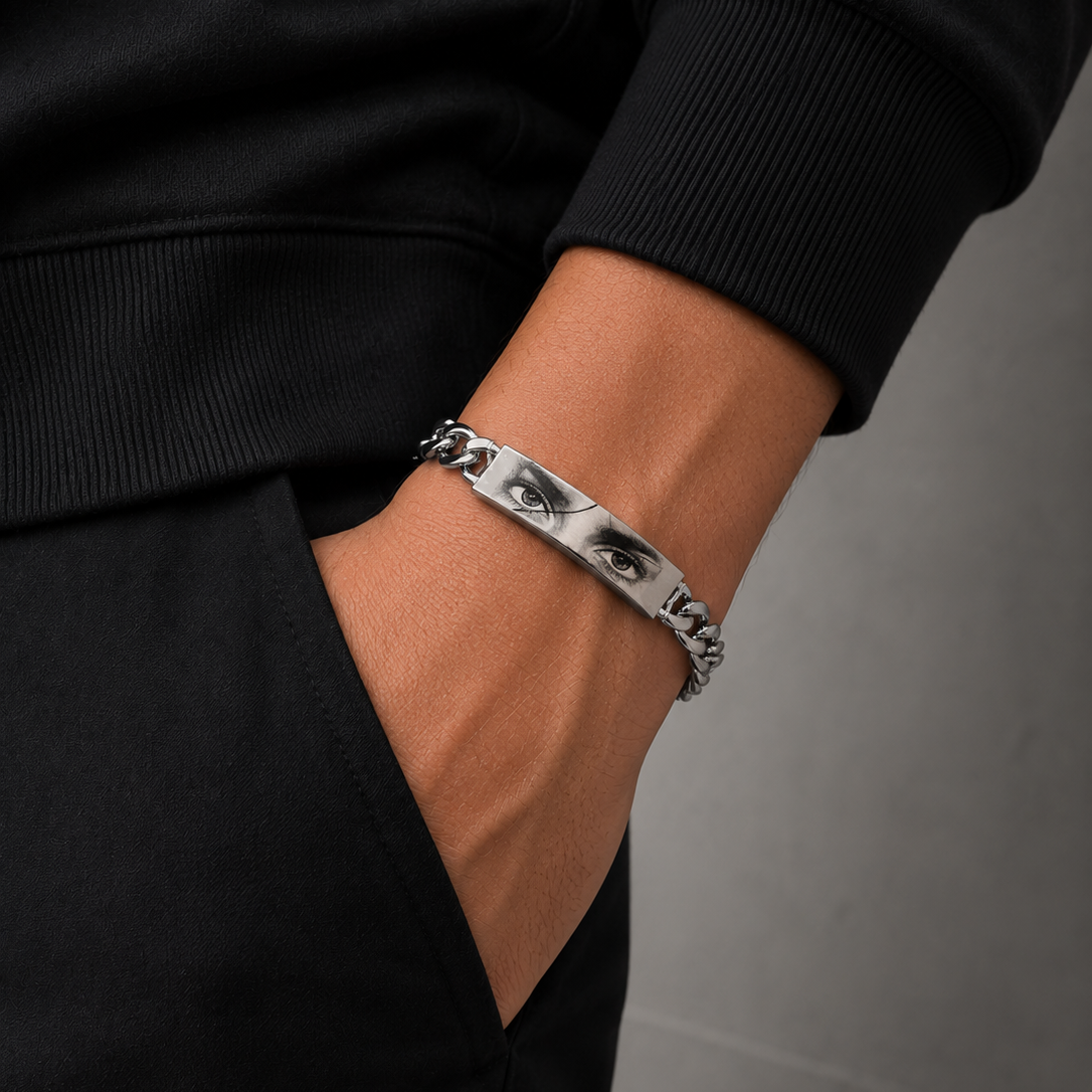 Pulsera Personalizable de Acero Inoxidable con Grabado de Foto o Texto | Regalo Único