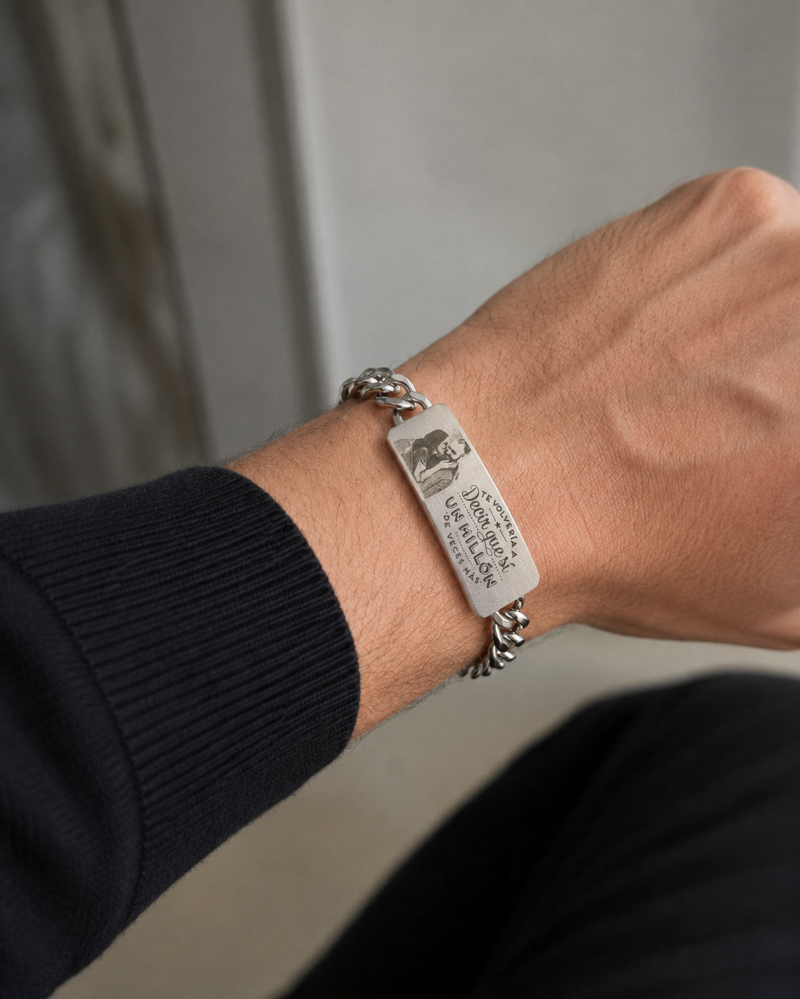 Pulsera Personalizable de Acero Inoxidable con Grabado de Foto o Texto | Regalo Único