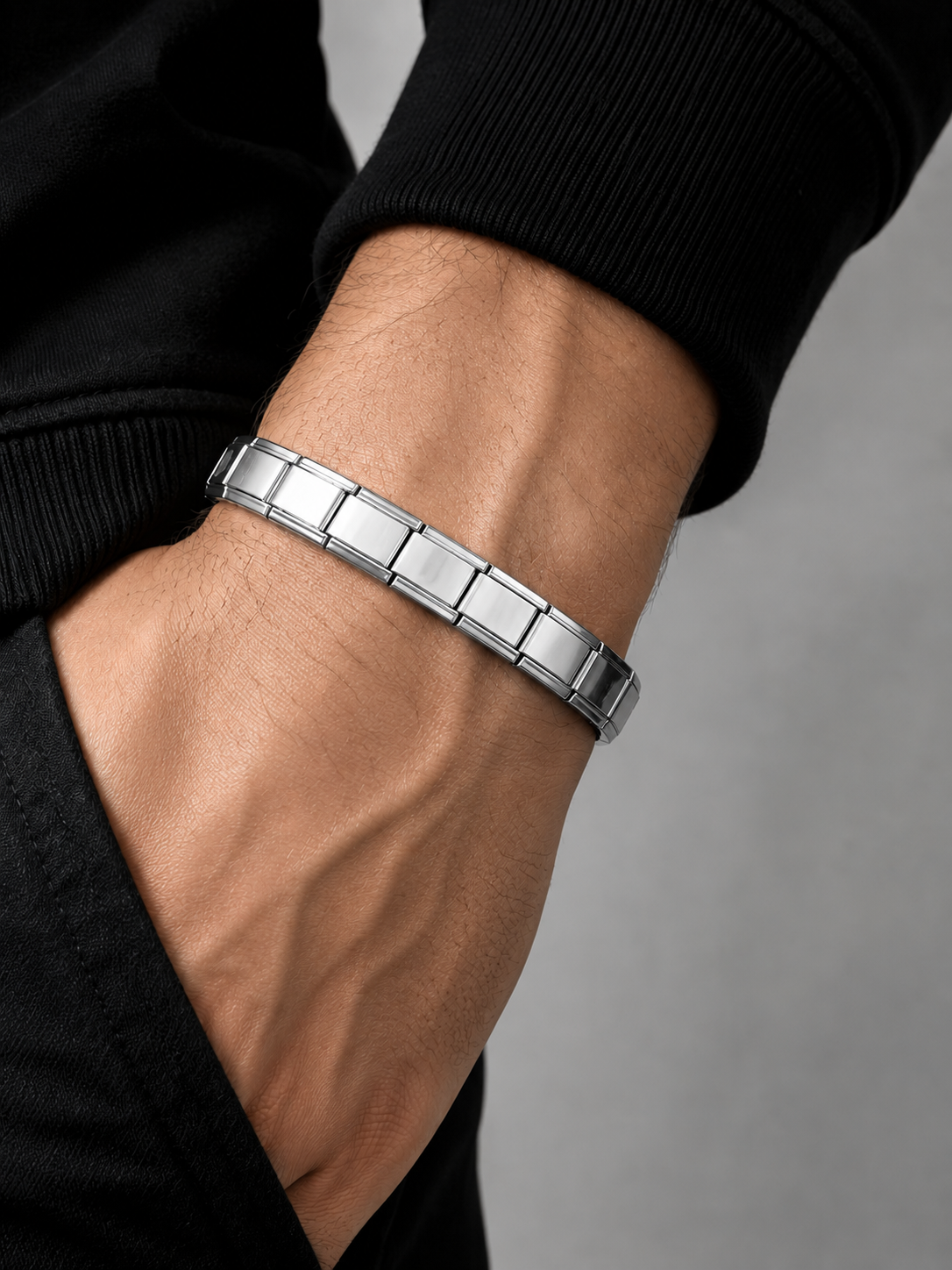 Pulsera Personalizable de Acero Inoxidable con Eslabones Modulares | 19.5 cm