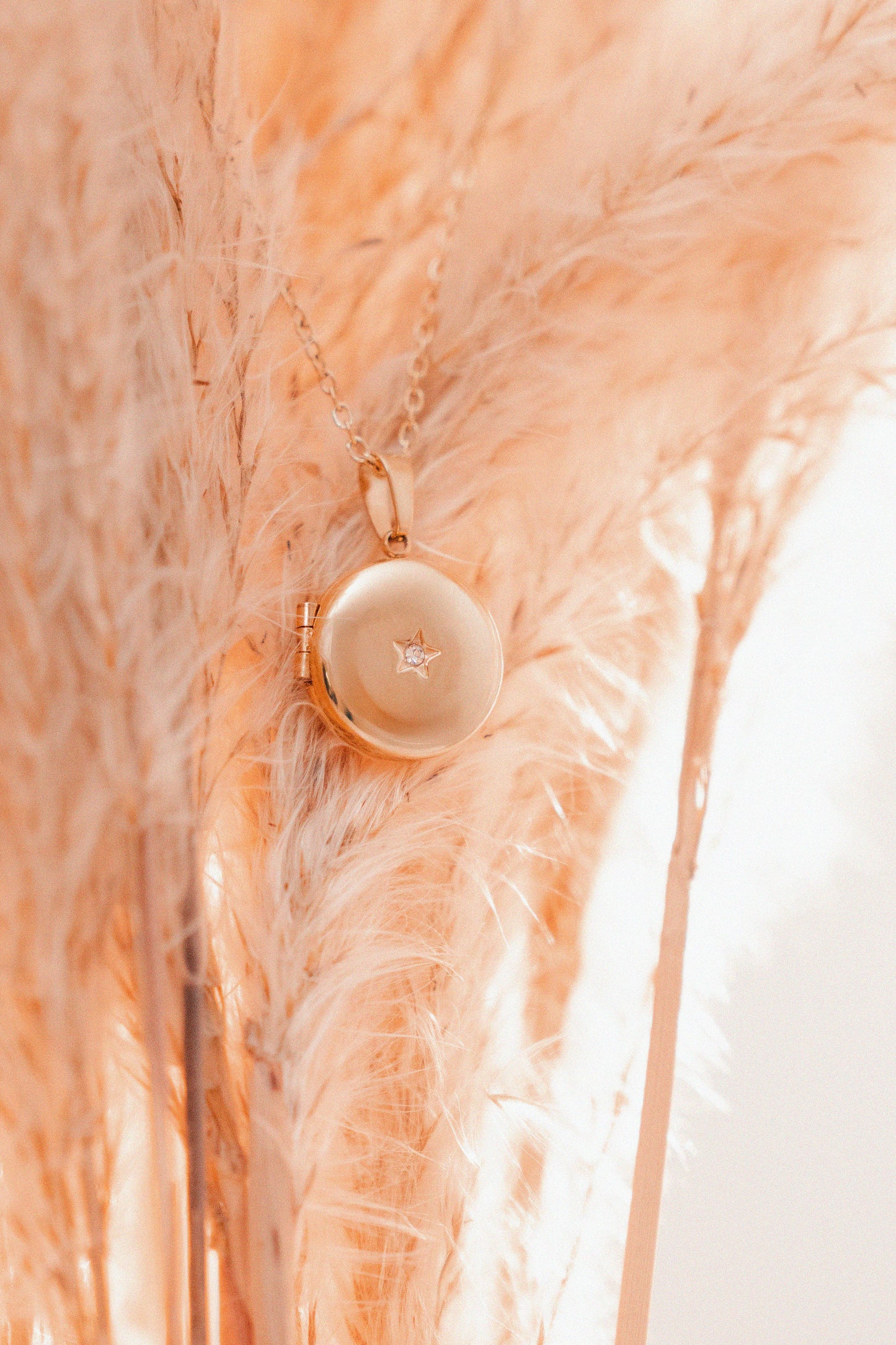 Relicario dorado con estrella personalizable con foto a color Collar personalizable