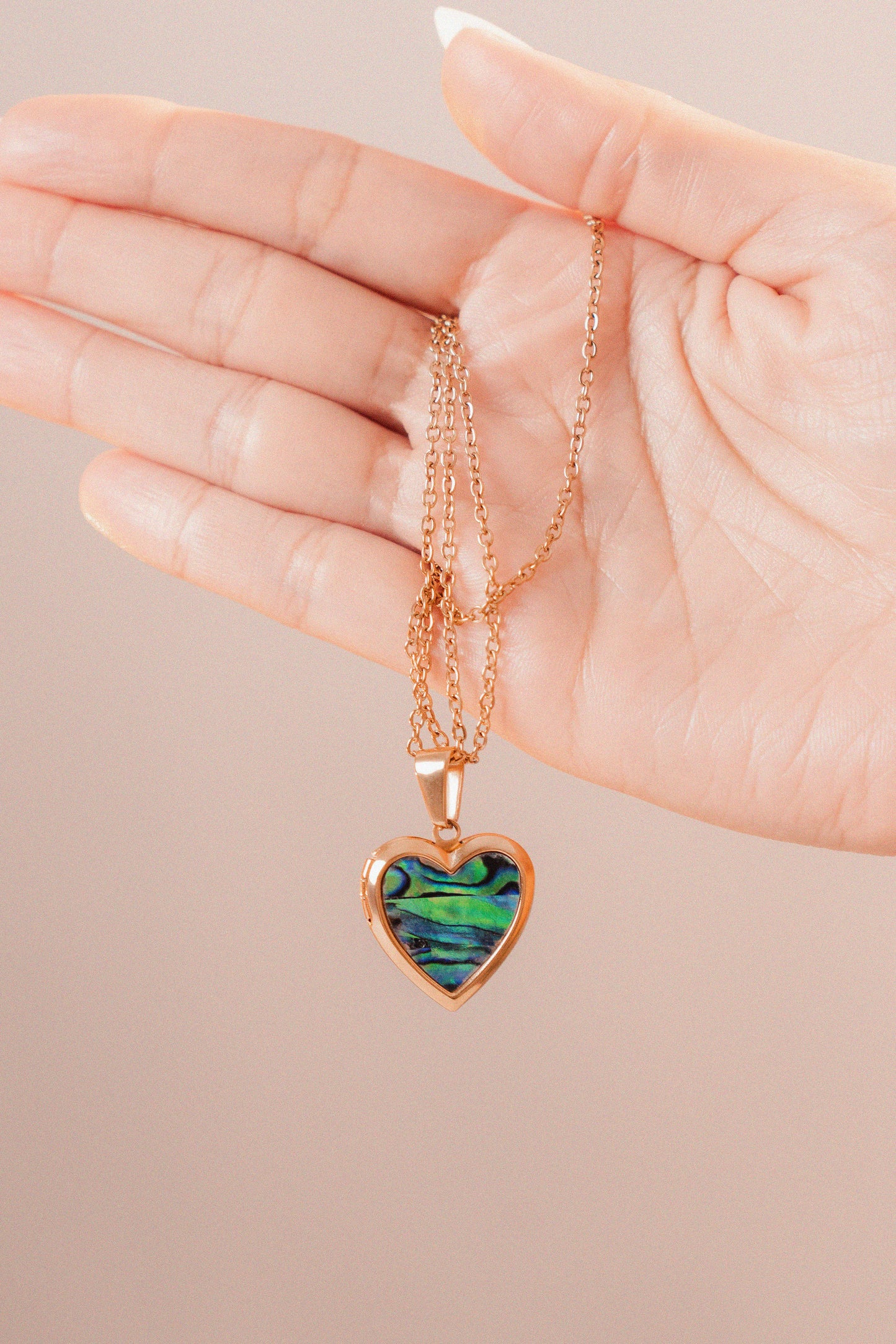 Relicario dorado con tornasol verde violeta, Collar Personalizable, Guardapelo o relicario personalizable con foto o mensaje