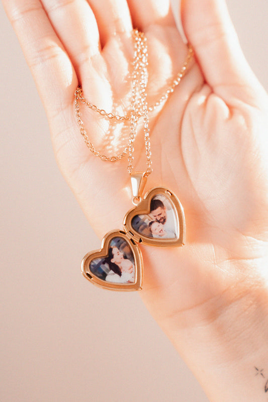 Relicario dorado con tornasol verde violeta, Collar Personalizable, Guardapelo o relicario personalizable con foto o mensaje