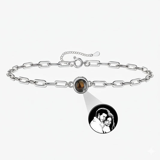 Pulsera de plata 925, Pulsera personalizable con foto, Pulsera de plata con foto sorpresa