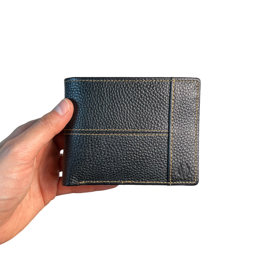 Billetera de cuero genuino, Cartera con amplio espacio para efectivo, tarjetas y documentos, cartera de cuero para caballeros