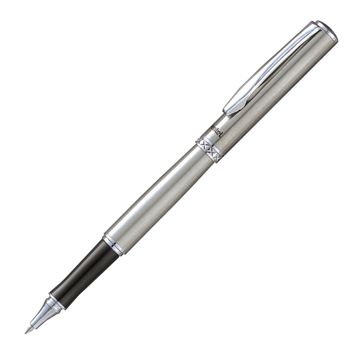 Bolígrafo Pentel Sterling con cuerpo de acero inoxidable con tapa, tinta negra de gel.
